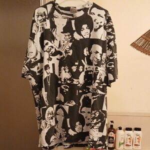 Vintage Hip Hop, Rap R&B Legends Graphic Black and White Men's Shirt.‎ Sz4XL